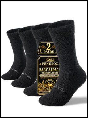 Thermal Alpaca Merino Wool Crew Socks Thick Plush Extra Warm Winter Hiking